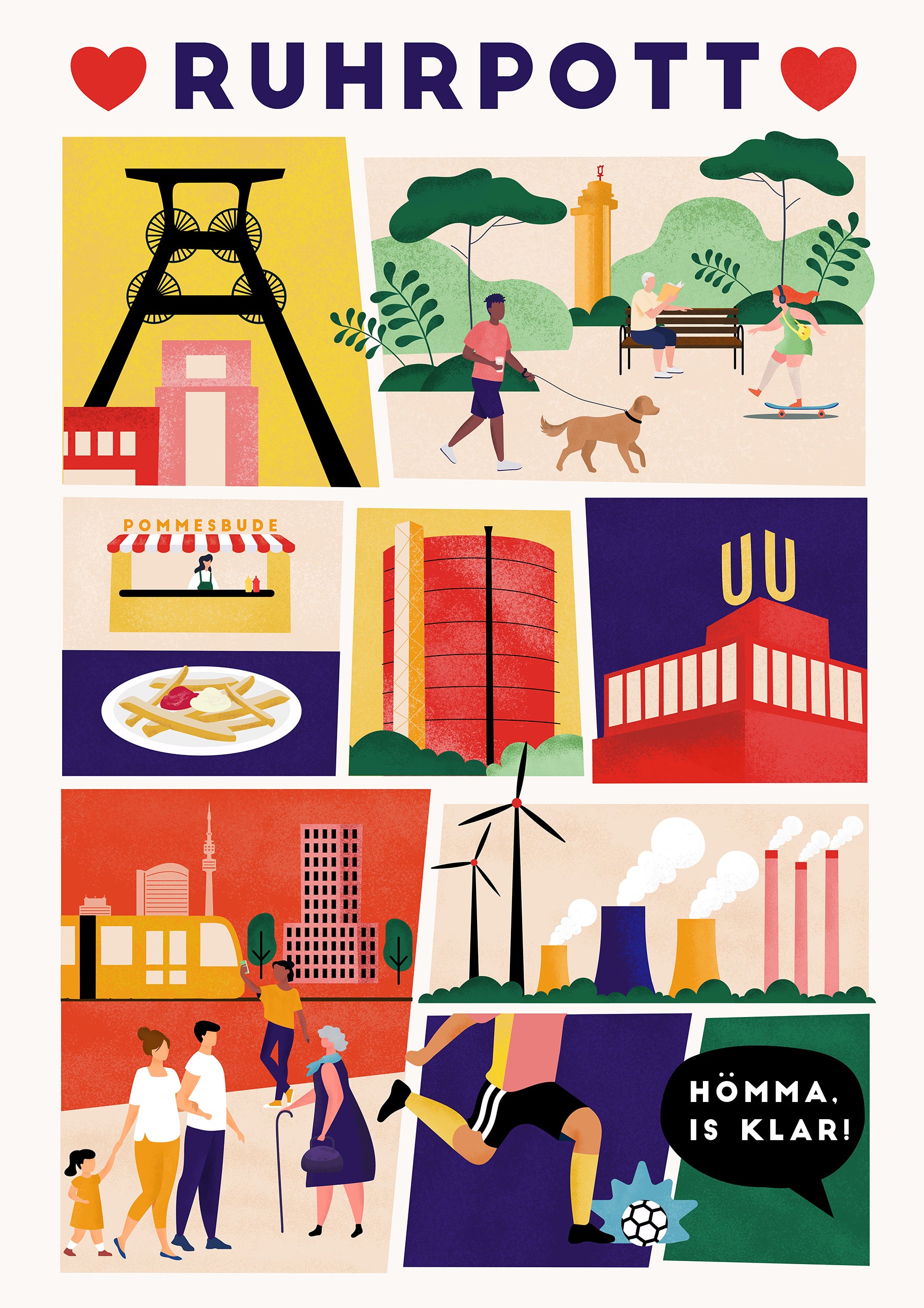 Ruhrgebiet-Design als hochwertiges Poster mit moderner, stilvoller Grafik.
