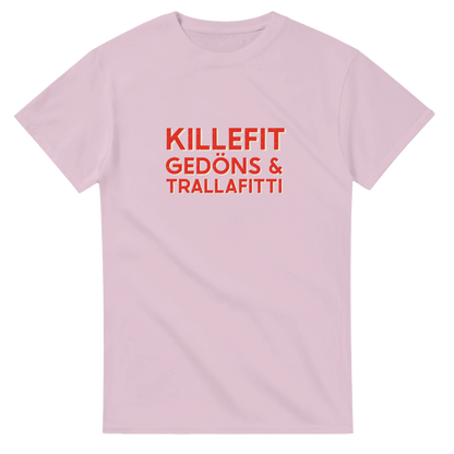 T-Shirt mit dem Ruhrpott-Spruch „Killefit, Gedöns & Trallafitti“  in rosa für Frauen