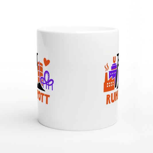 Seitenansicht von Souvenir Tasse Ruhrgebiet modernes Grafikmotiv