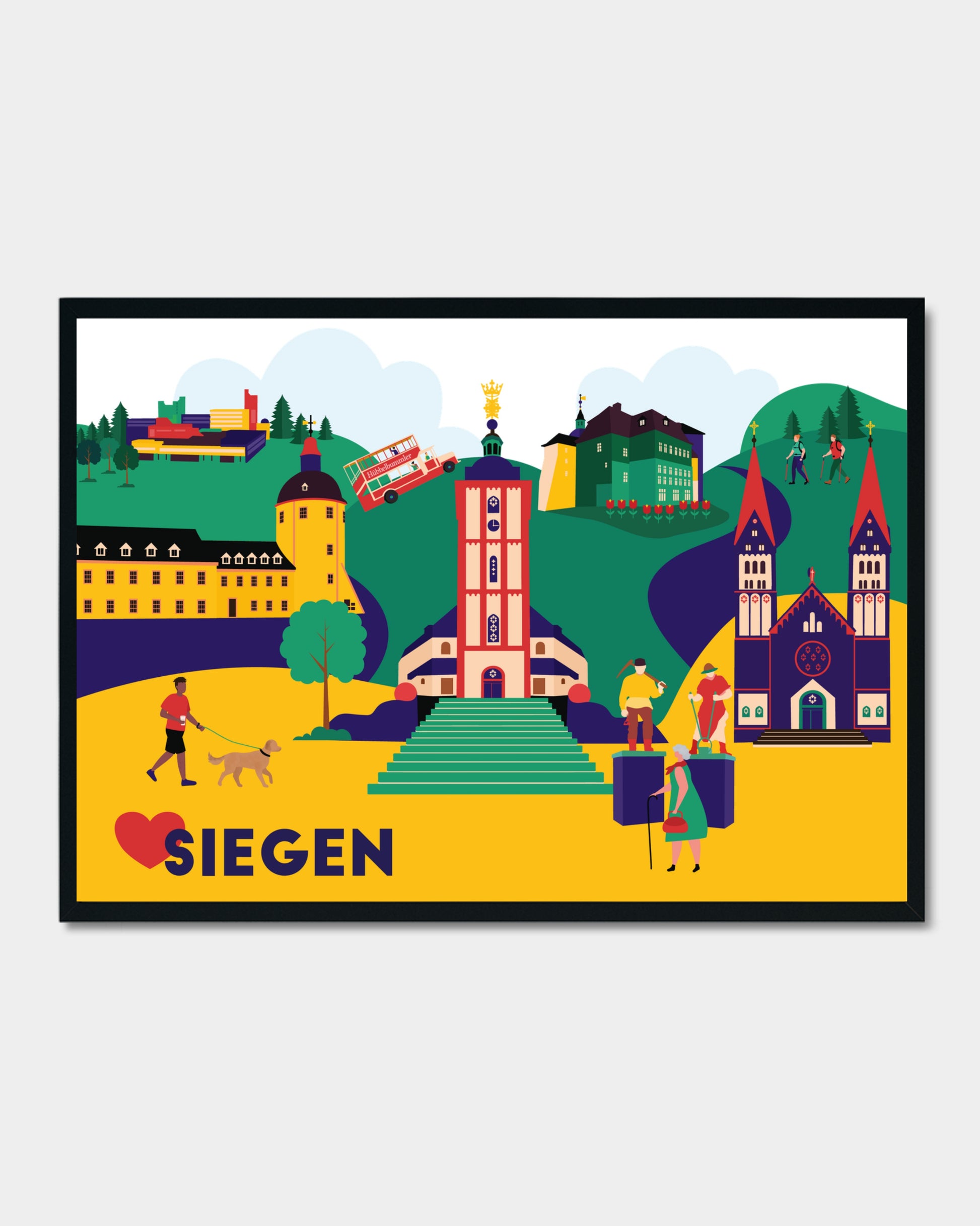 Design-Poster mit Wahrzeichen der Stadt Siegen – als Kunstdruck in DIN-Formaten