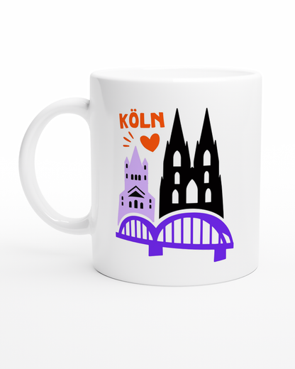 Köln Tasse mit Kölner Dom und Hohenzollernbrücke im minimalistischen Design
