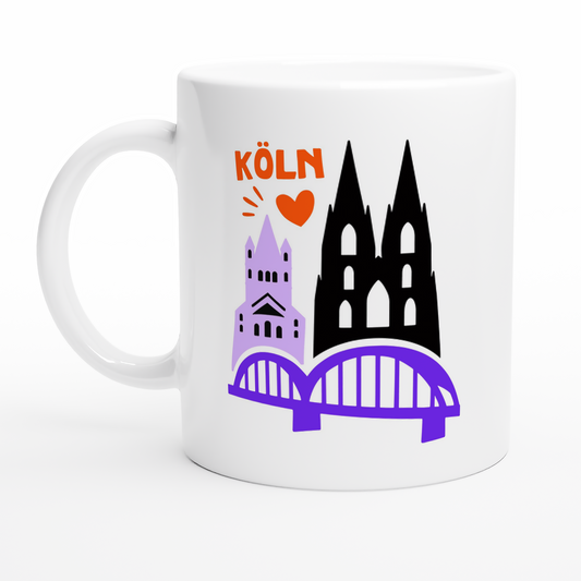 Köln Tasse mit Kölner Dom und Hohenzollernbrücke im minimalistischen Design