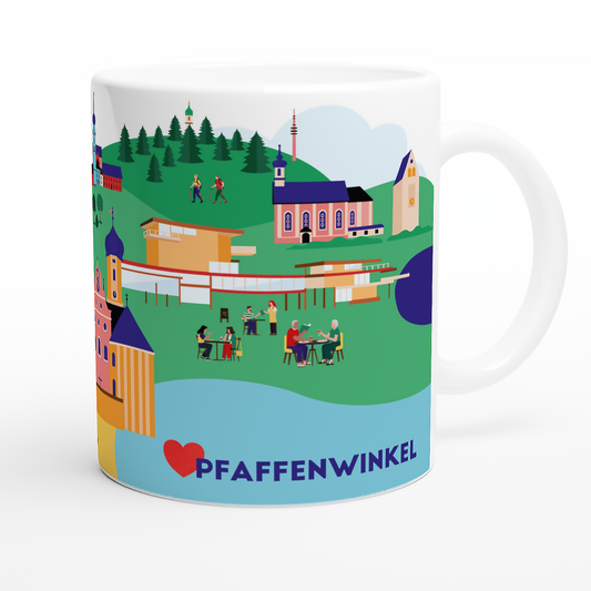 Keramiktasse mit Pfaffenwinkel Sehenswürdigkeiten im Rundumdruck
