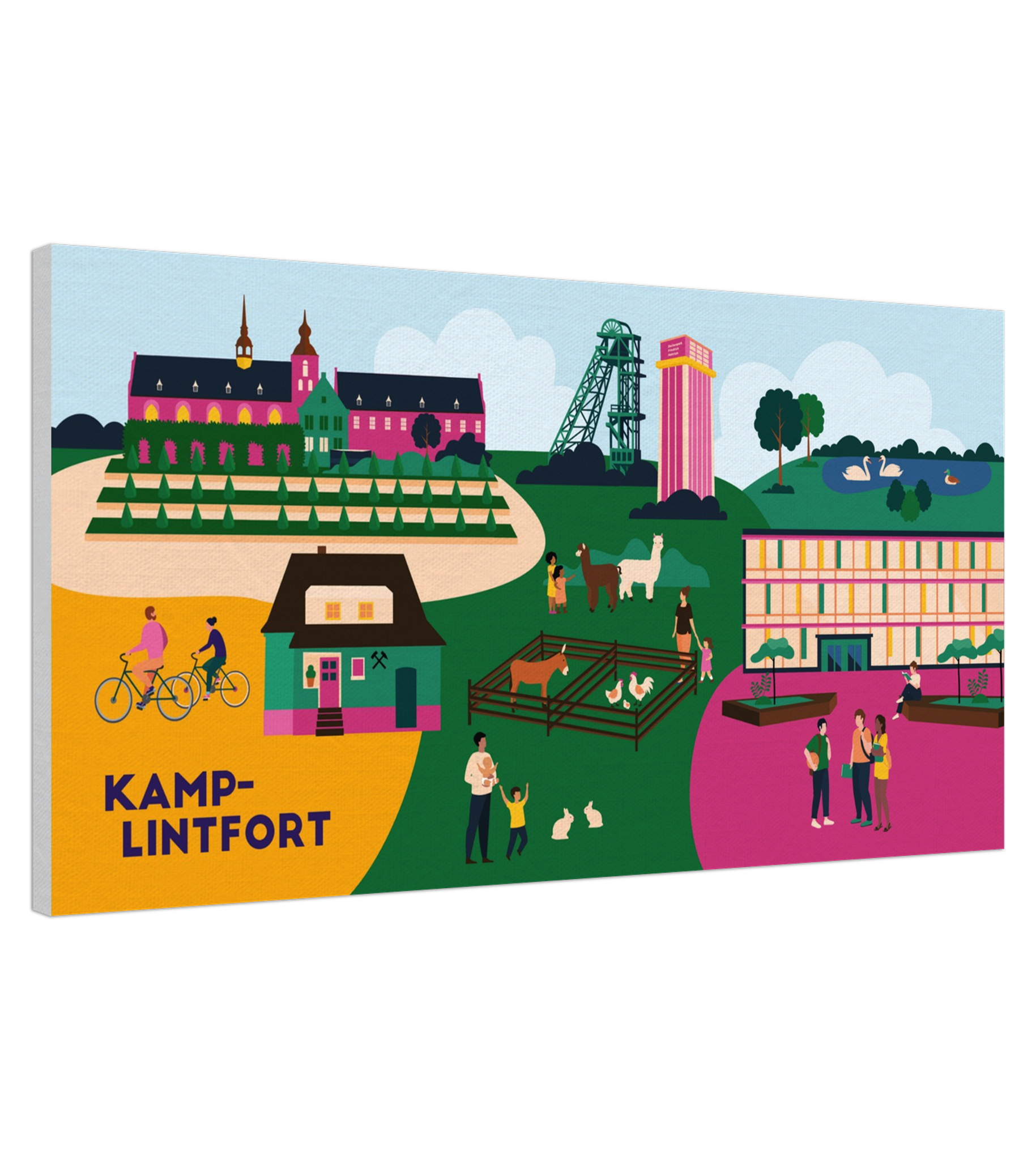 Kamp-Lintfort Leinwand mit Tierpark, Hochschule und Förderturm