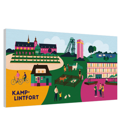 Kamp-Lintfort Leinwand mit Tierpark, Hochschule und Förderturm